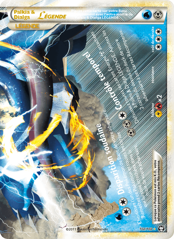 Palkia & Dialga LÉGENDE, carte 102 de Triomphant