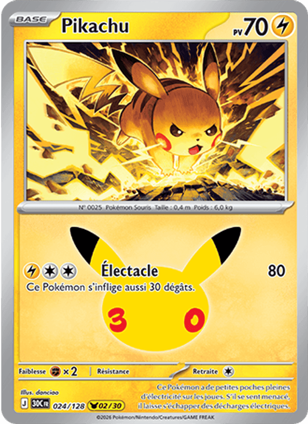 Pikachu, carte 024 de 30ᵉ Anniversaire