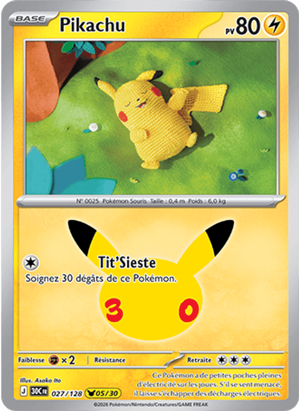 Pikachu, carta 027 de 30ᵉ Anniversaire