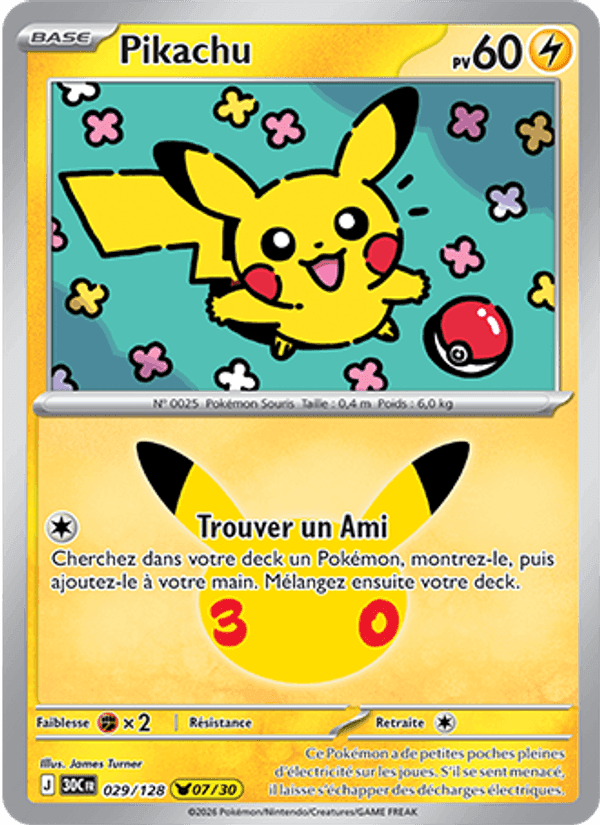 Pikachu, card 029 from 30ᵉ Anniversaire