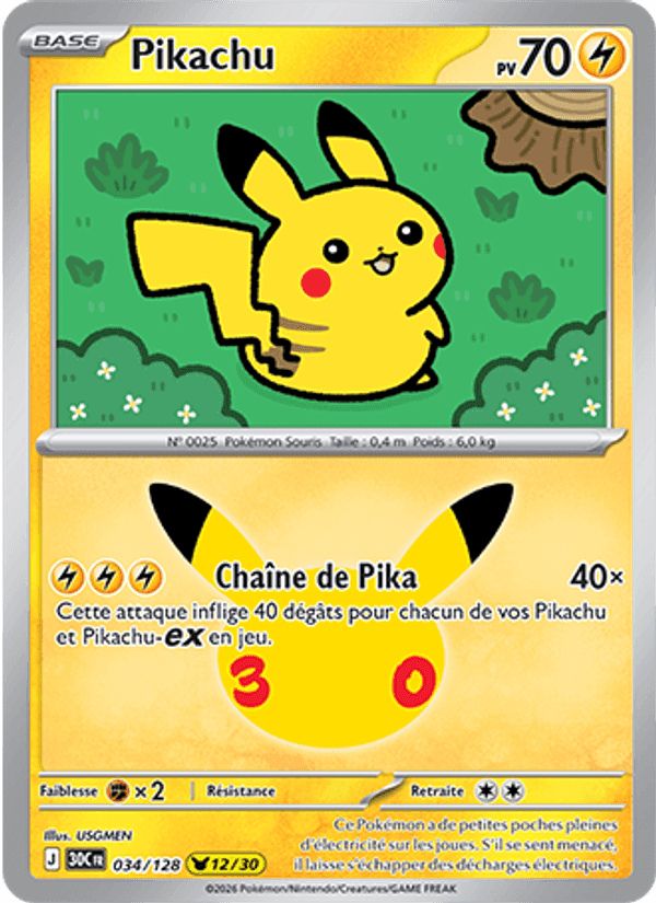 Pikachu, carta 034 de 30ᵉ Anniversaire