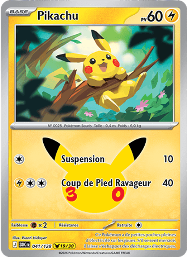 Pikachu, carte 041 de 30ᵉ Anniversaire