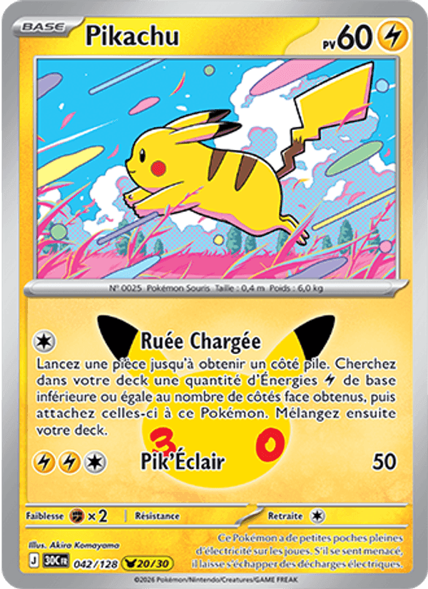 Pikachu, carte 042 de 30ᵉ Anniversaire