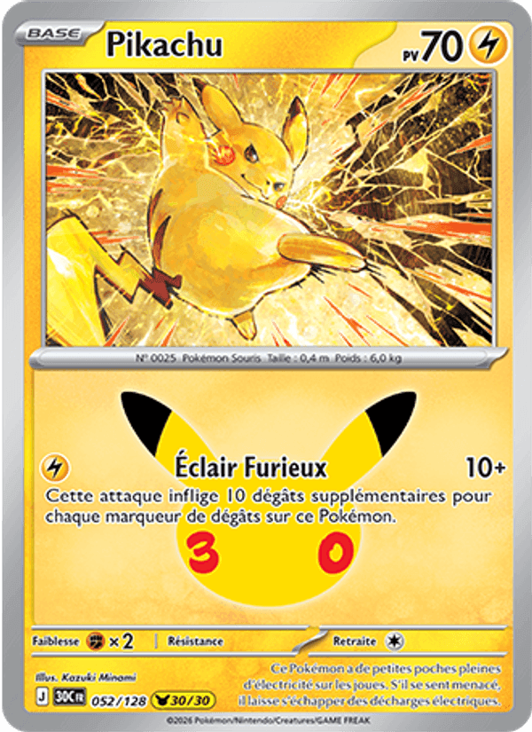 Pikachu, carta 052 di 30ᵉ Anniversaire