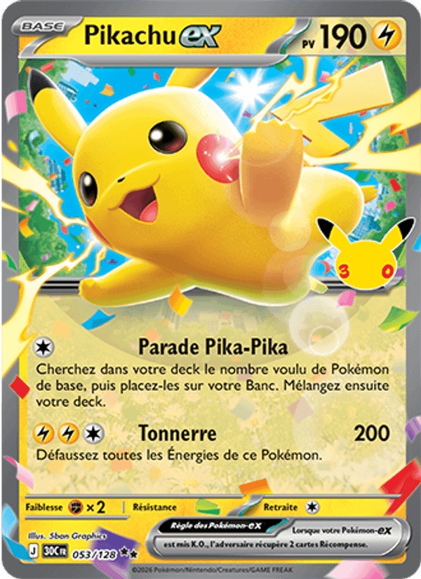 Pikachu-ex, carte 053 de 30ᵉ Anniversaire