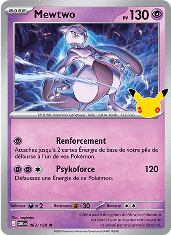 Mewtwo, carta 063 di 30ᵉ Anniversaire