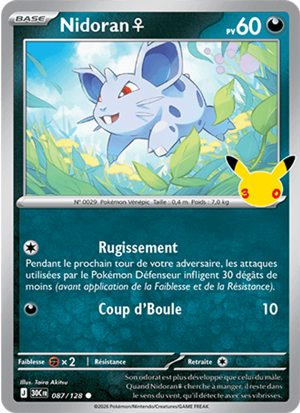 Nidoran♀, carte 087 de 30ᵉ Anniversaire