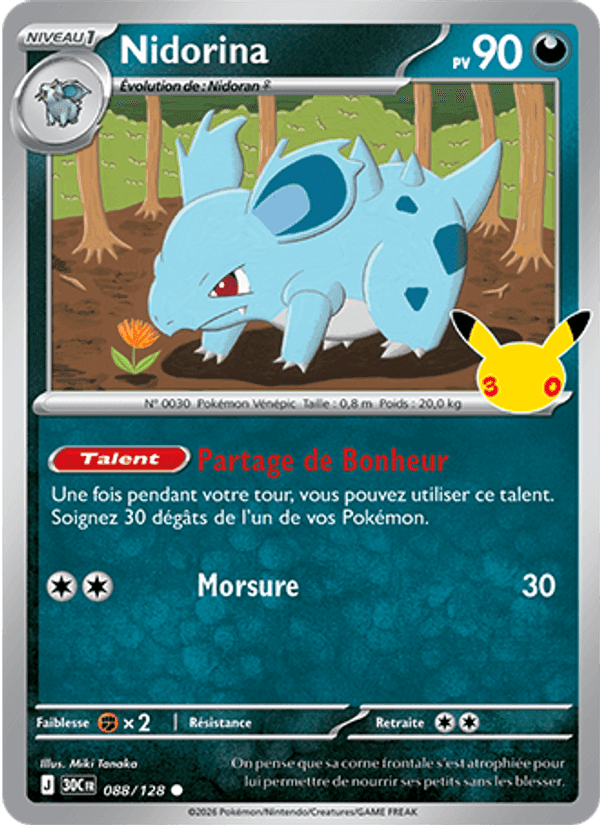 Nidorina, carte 088 de 30ᵉ Anniversaire