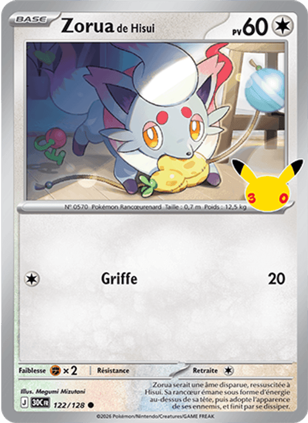 Zorua de Hisui, carte 122 de 30ᵉ Anniversaire