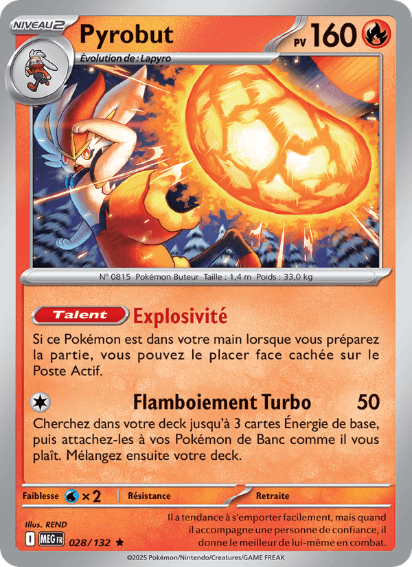 Pyrobut, carta 028 de Méga-Évolution