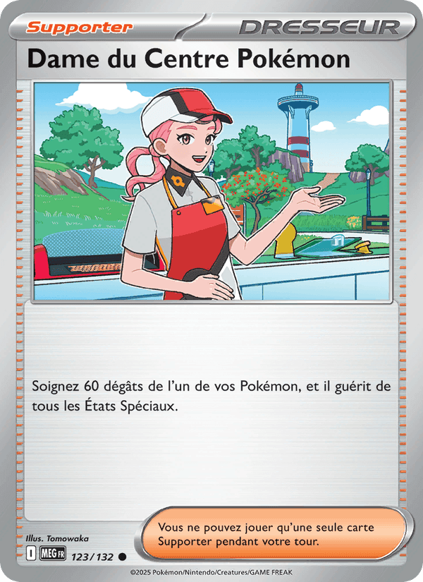 Dame du Centre Pokémon, carte 123 de Méga-Évolution