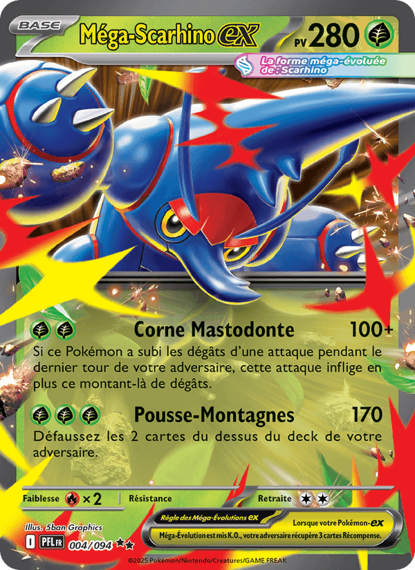Méga-Scarhino-ex, carta 004 de Flammes Fantasmagoriques