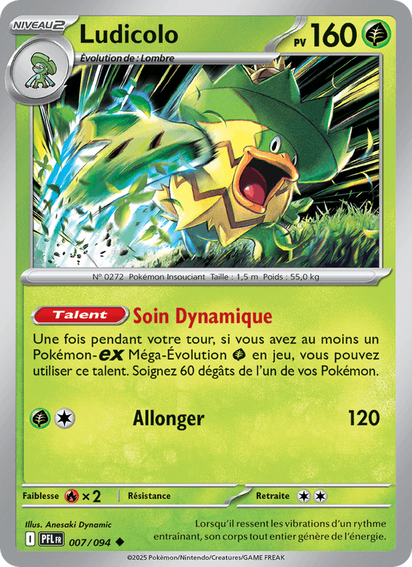 Ludicolo, carta 007 di Flammes Fantasmagoriques