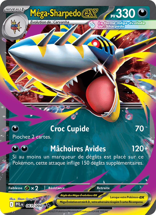 Méga-Sharpedo-ex, carte 061 de Flammes Fantasmagoriques