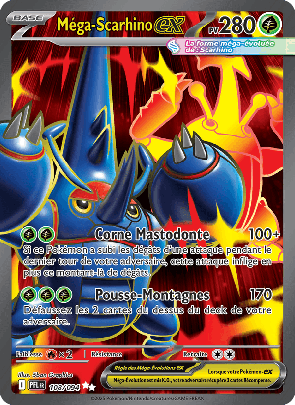 Méga-Scarhino-ex, card 108 from Flammes Fantasmagoriques