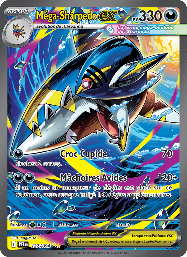 Méga-Sharpedo-ex, carte 127 de Flammes Fantasmagoriques