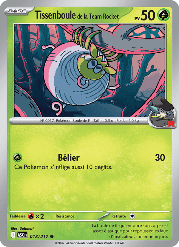 Tissenboule de la Team Rocket, carte 018 de Héros Transcendants