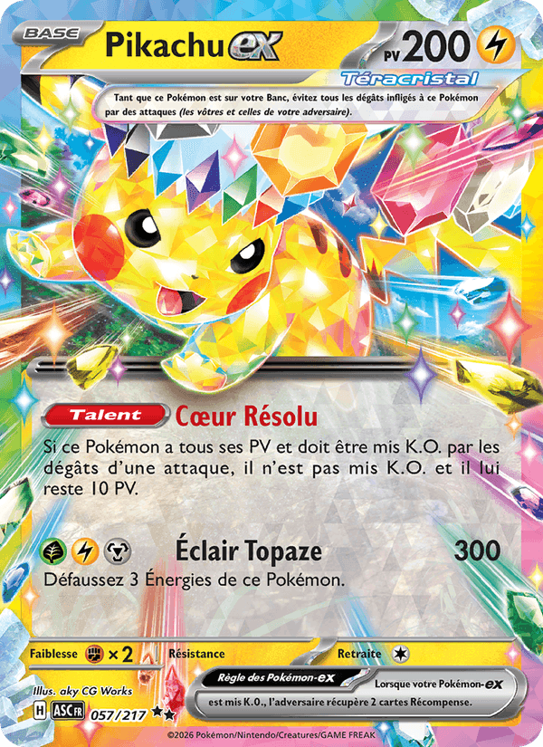 Pikachu-ex, carte 057 de Héros Transcendants
