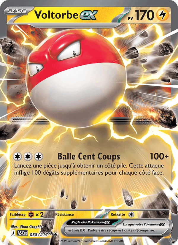 Voltorbe-ex, carte 058 de Héros Transcendants