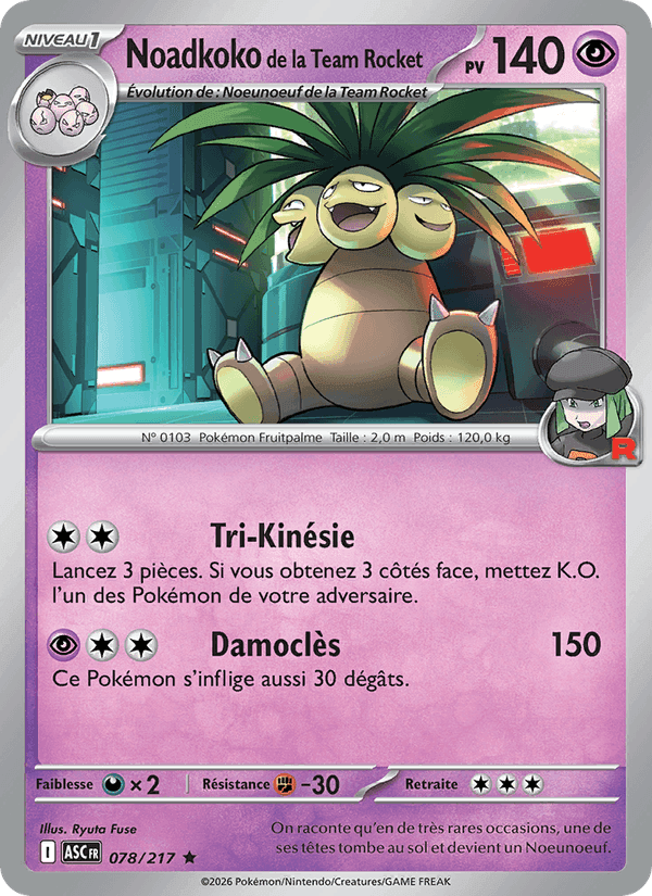 Noadkoko de la Team Rocket, carte 078 de Héros Transcendants