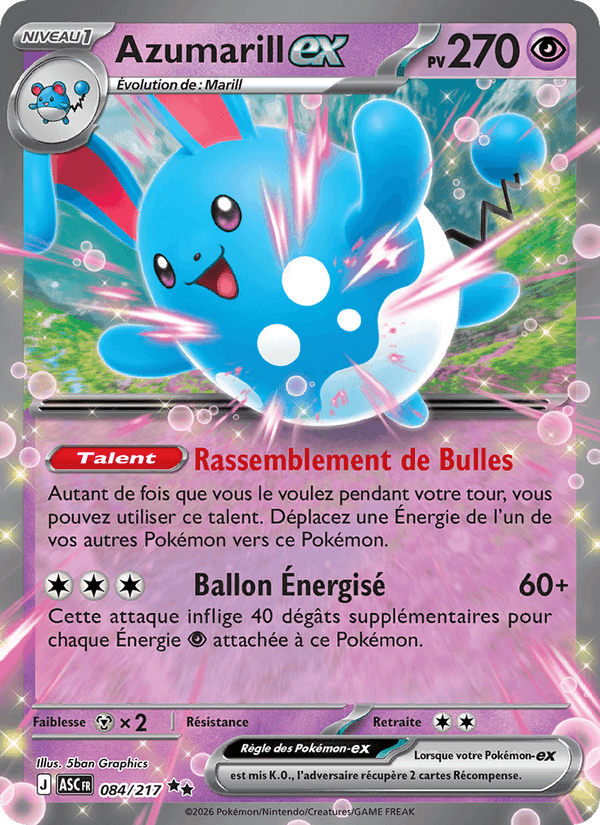 Azumarill-ex, carte 084 de Héros Transcendants