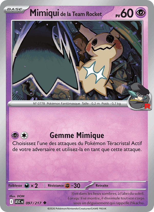 Mimiqui de la Team Rocket, card 097 from Héros Transcendants