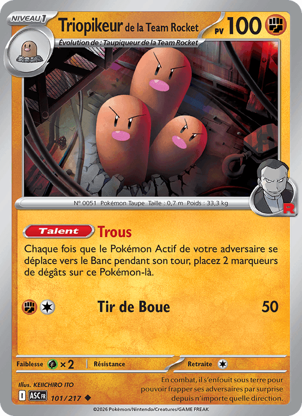 Triopikeur de la Team Rocket, card 101 from Héros Transcendants