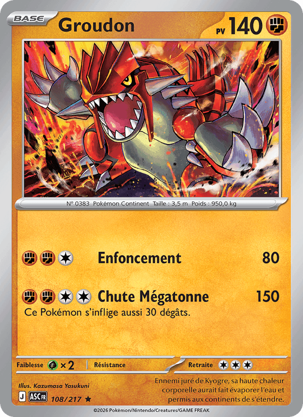 Groudon, carta 108 di Héros Transcendants