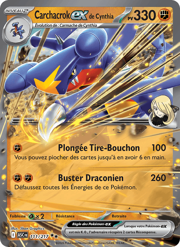 Carchacrock-ex de Cynthia, carte 111 de Héros Transcendants