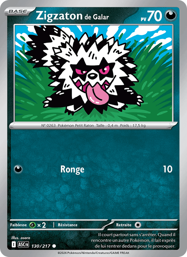 Zigzaton de Galar, card 130 from Héros Transcendants