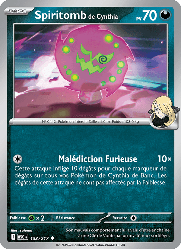 Spiritomb de Cynthia, carta 133 di Héros Transcendants