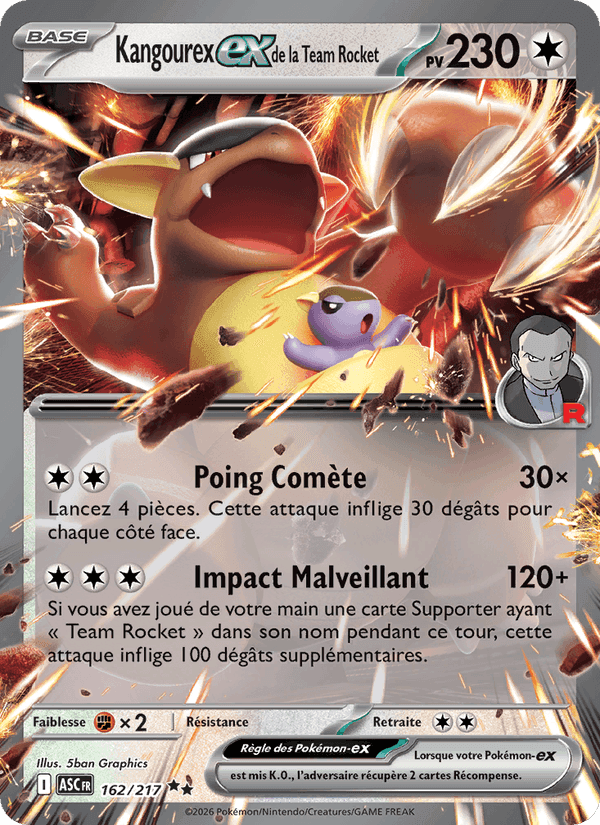 Kangourex-ex de la Team Rocket, carte 162 de Héros Transcendants