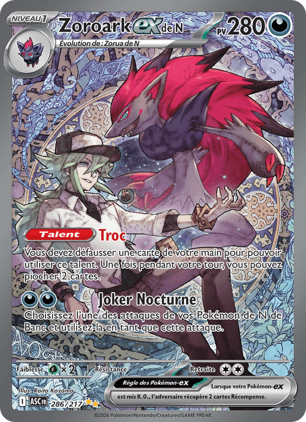 Zoroark-ex de N, carte 286 de Héros Transcendants