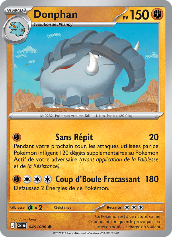 Donphan, carte 045 de Chaos Ascendant