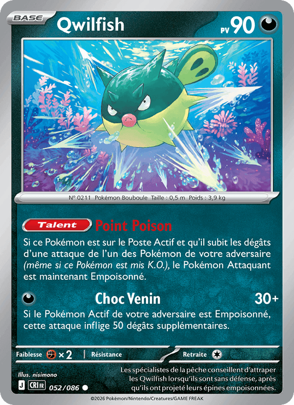 Qwilfish, carte 052 de Chaos Ascendant