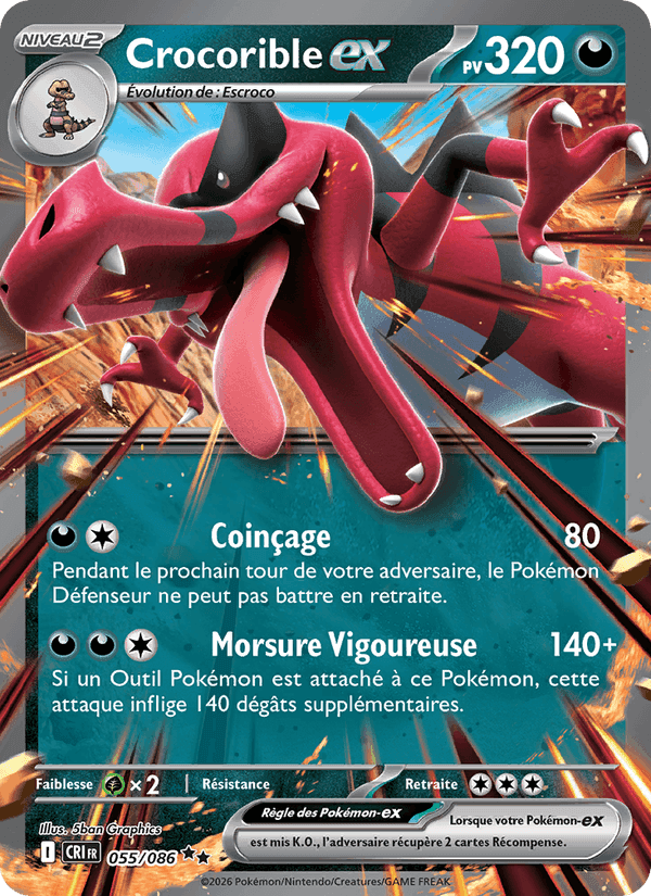 Crocorible-ex, carte 055 de Chaos Ascendant