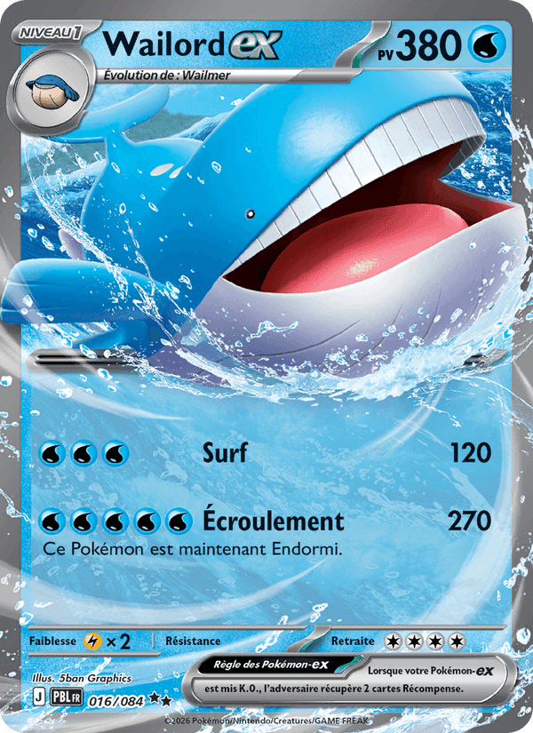 Wailord-ex, card 016 from Nuit Noire