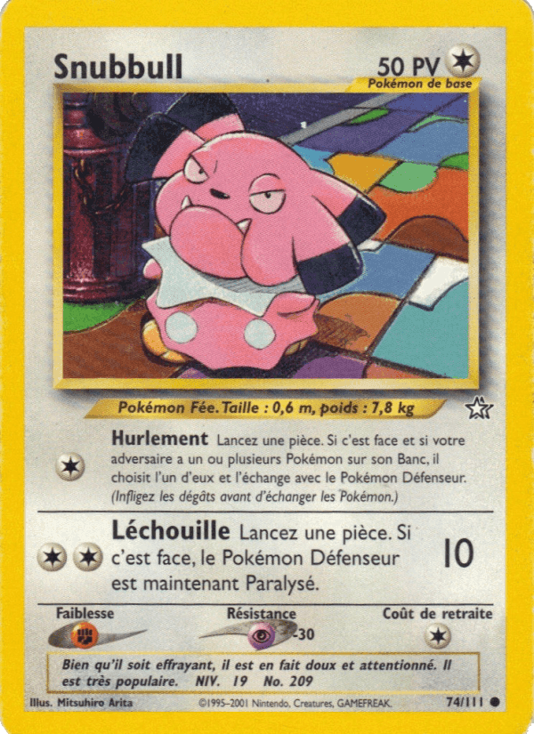 Snubbull, card 74 from Neo Genesis