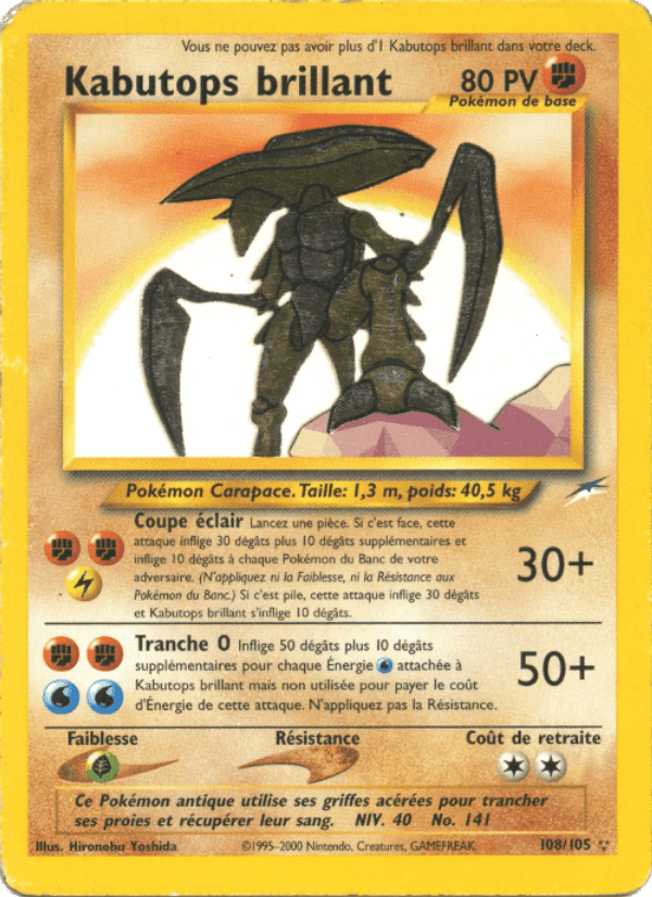 Neo Destiny の 108 番、Kabutops brillant