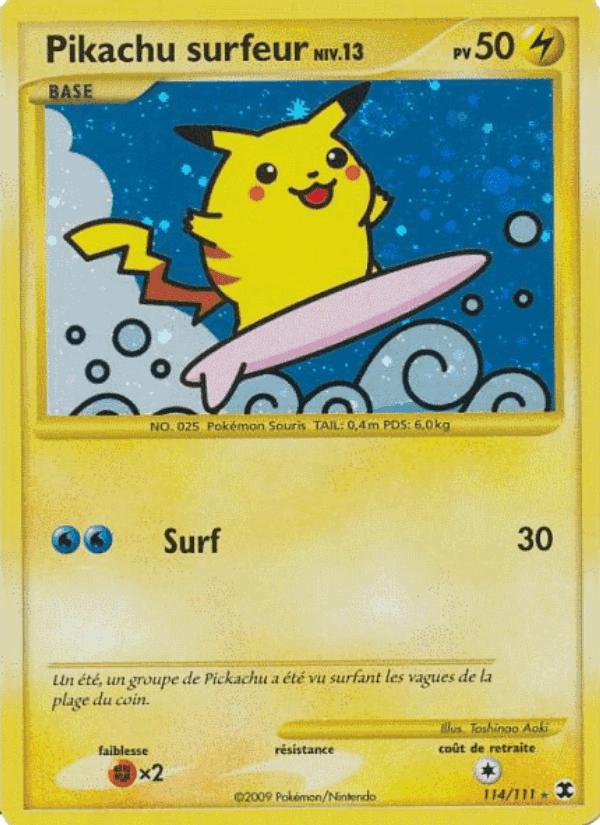 Pikachu surfeur Niv. 13, carte 114 de Rivaux Émergeants
