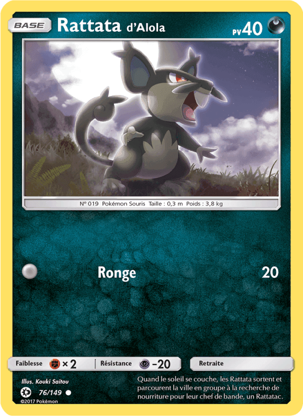 Rattata d’Alola, card 76 from Soleil et Lune