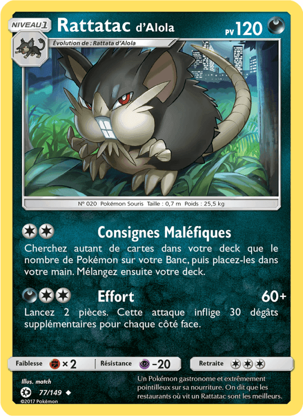 Rattatac d’Alola, carte 77 de Soleil et Lune