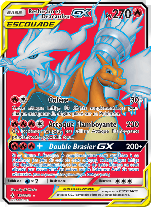 Reshiram et Dracaufeu GX, carta 194 di Alliance Infaillible
