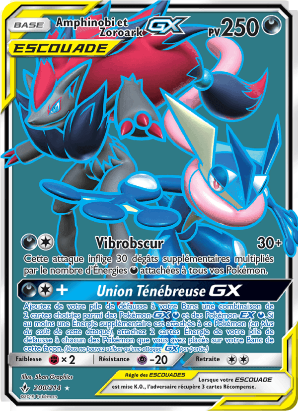 Amphinobi et Zoroark GX, carte 200 de Alliance Infaillible
