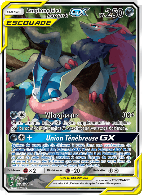Amphinobi et Zoroark GX, carte 201 de Alliance Infaillible