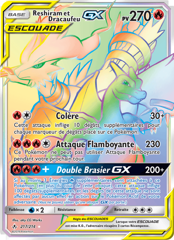 Reshiram et Dracaufeu GX, card 217 from Alliance Infaillible