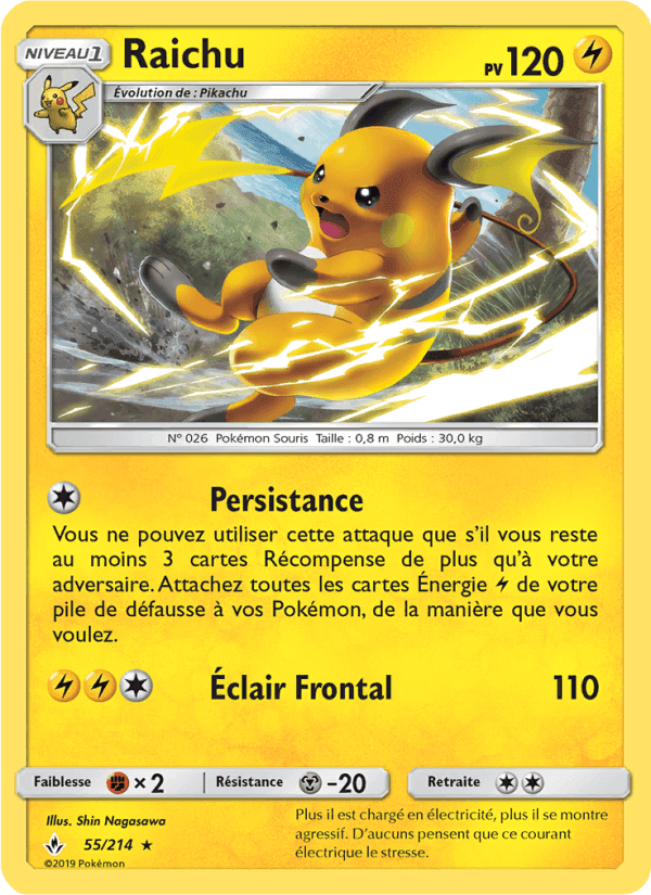 Raichu, carte 55 de Alliance Infaillible