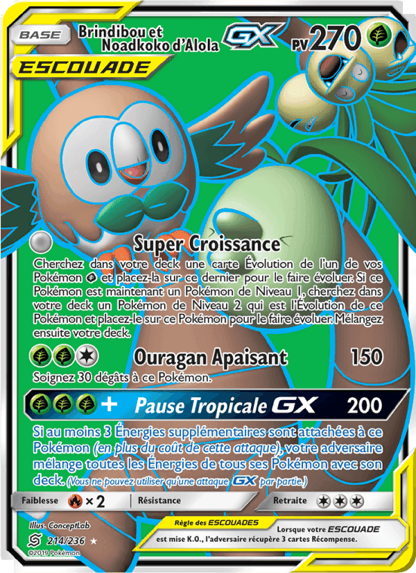 Brindibou et Noadkoko d’Alola GX, carte 214 de Harmonie des Esprits