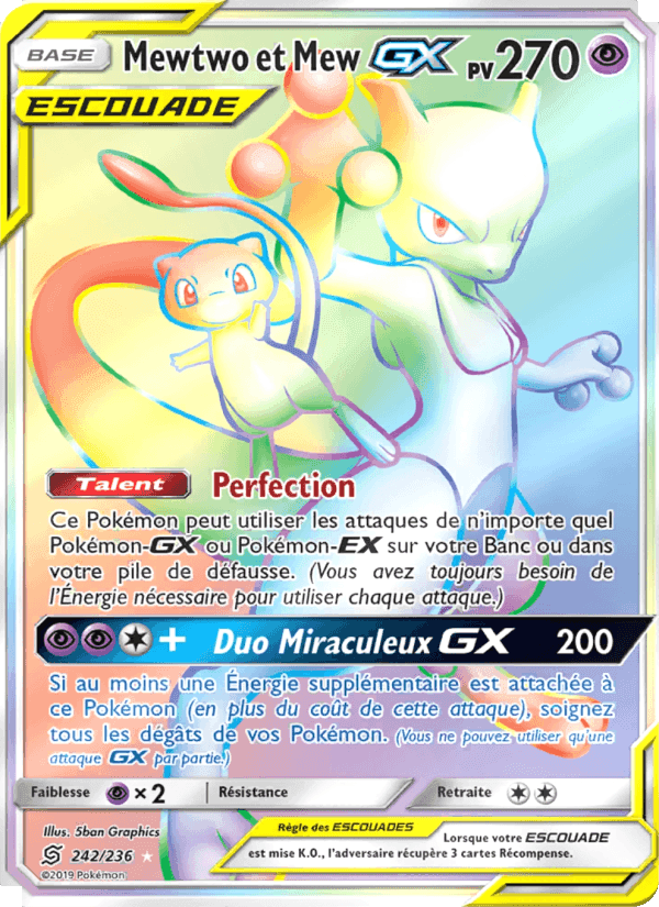 Mewtwo et Mew GX, carte 242 de Harmonie des Esprits