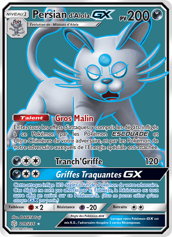 Persian d’Alola GX, carte 219 de Éclipse Cosmique